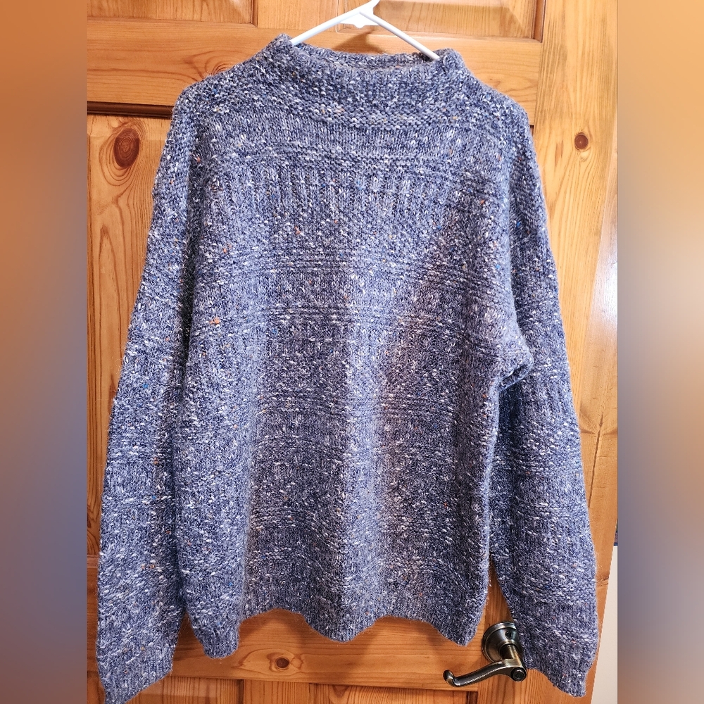 Women's Amana Woolen Mill Heathered Blue Crewneck Sweater, Size XL